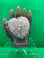 Druze Agate Hand Holding Heart